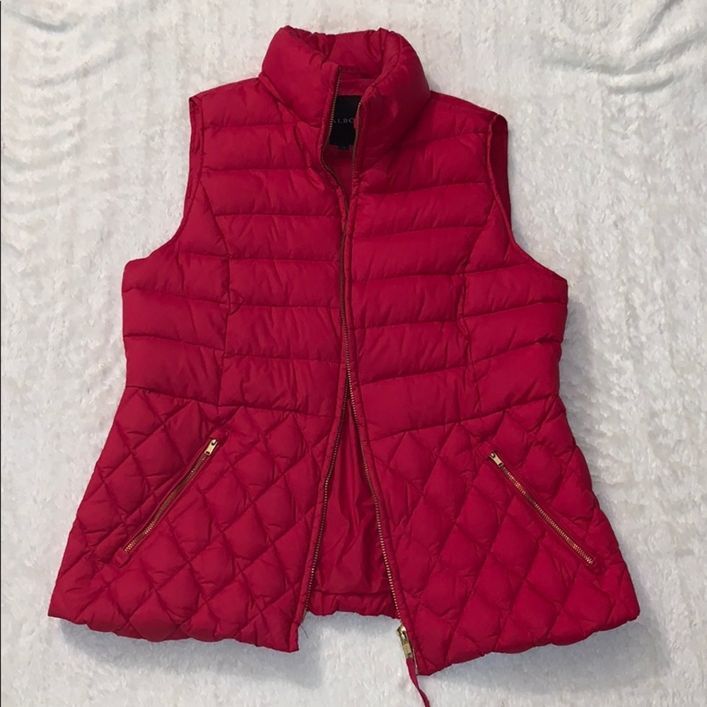 DOWN-Filled Red Talbots Quilted Puffer Vest